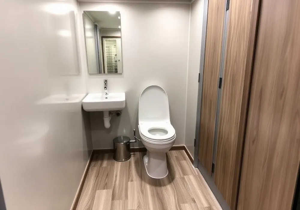 Deluxe Portable Restroom Rental unit in service